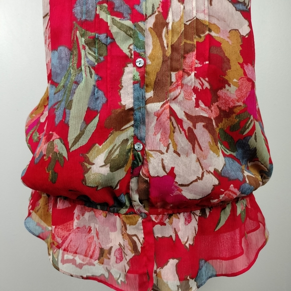 NWOT Abercrombie & Fitch Beaded Floral Peplum Braided Racerback Blouse Sz. M - Picture 5 of 11